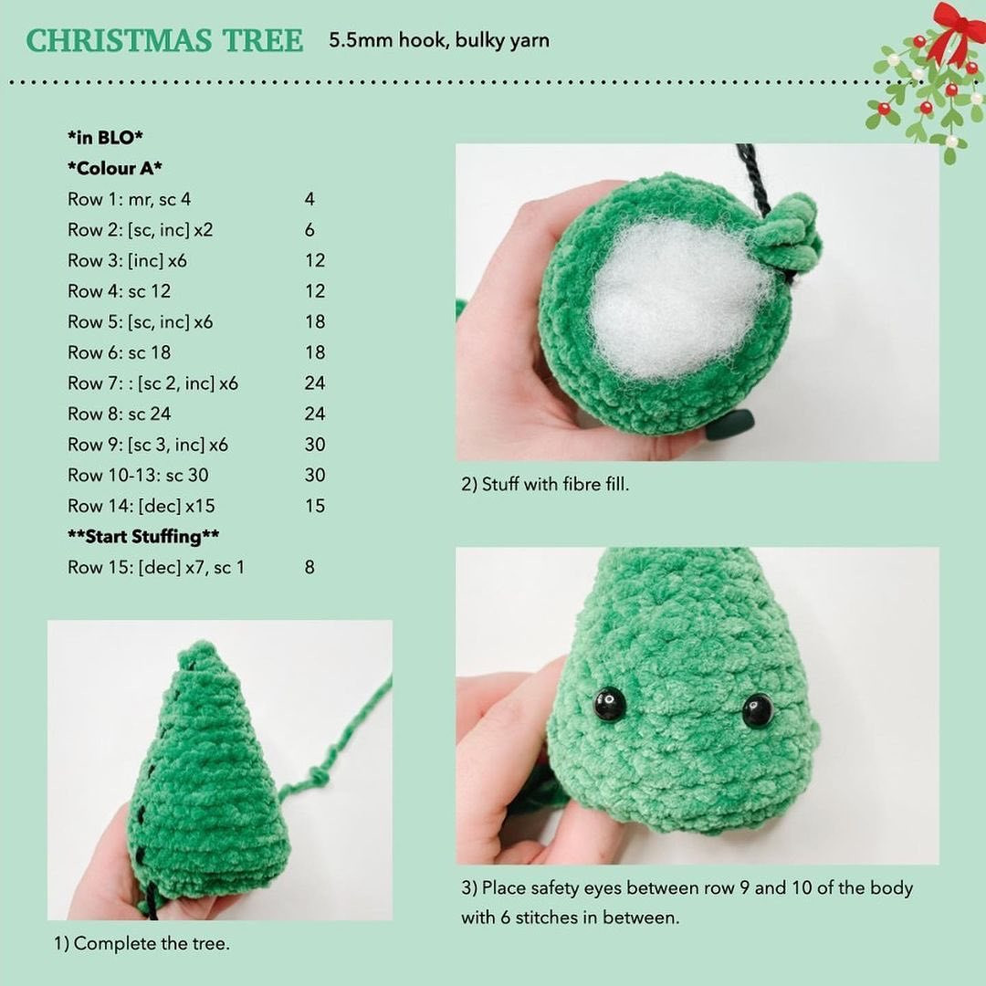 free pattern christmas tree keychain