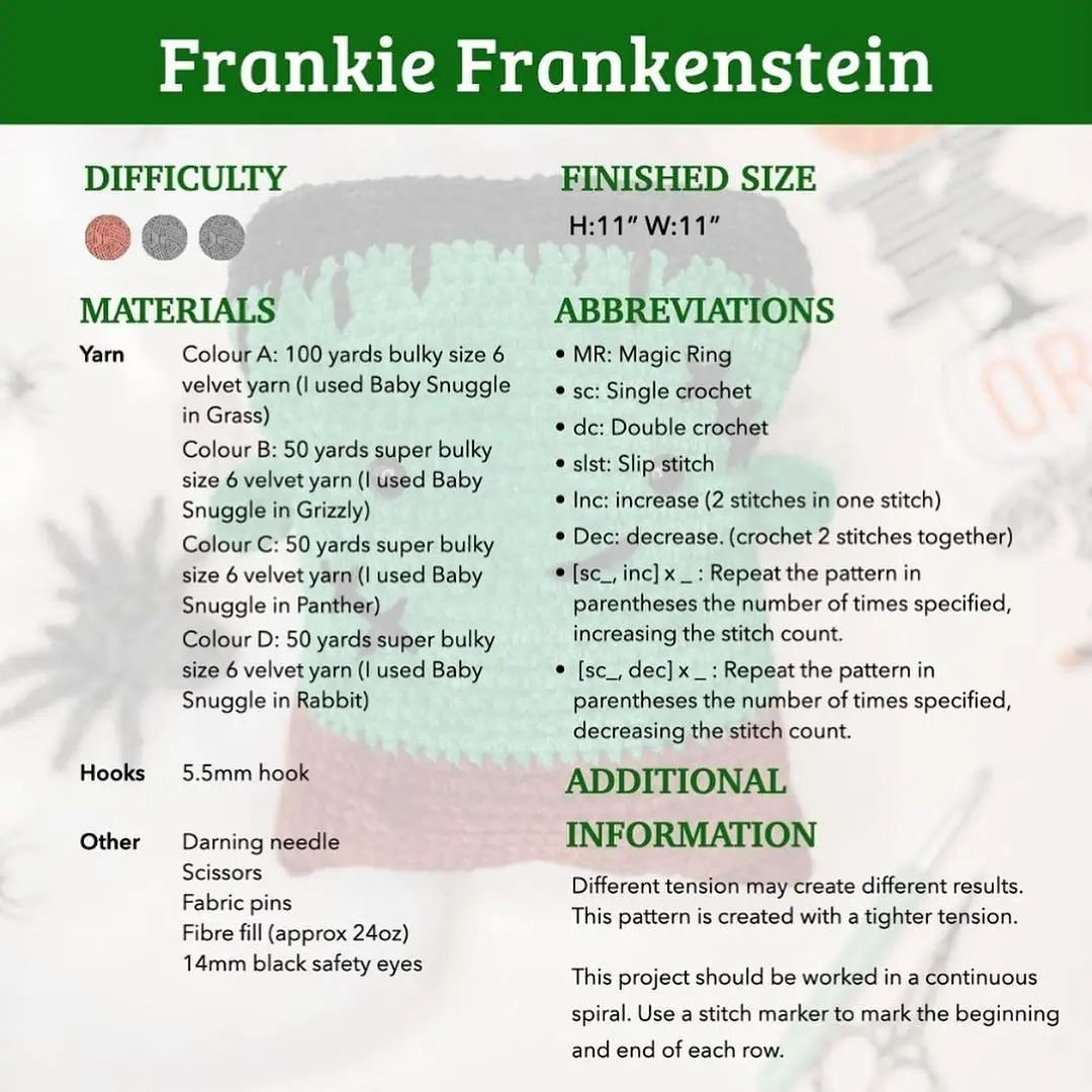 free pattern frankie frankenstein