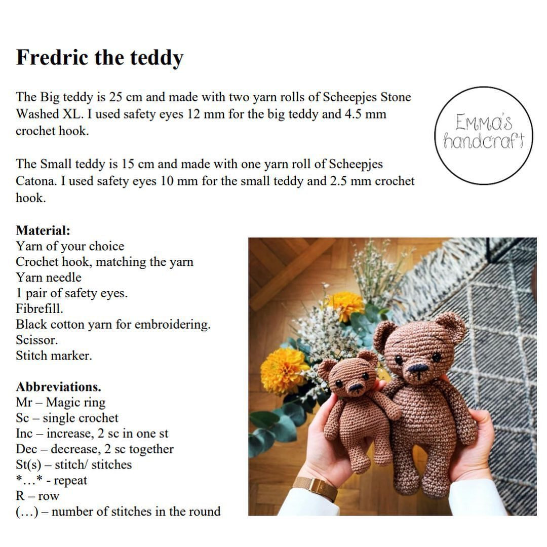 free pattern fredric the teddy