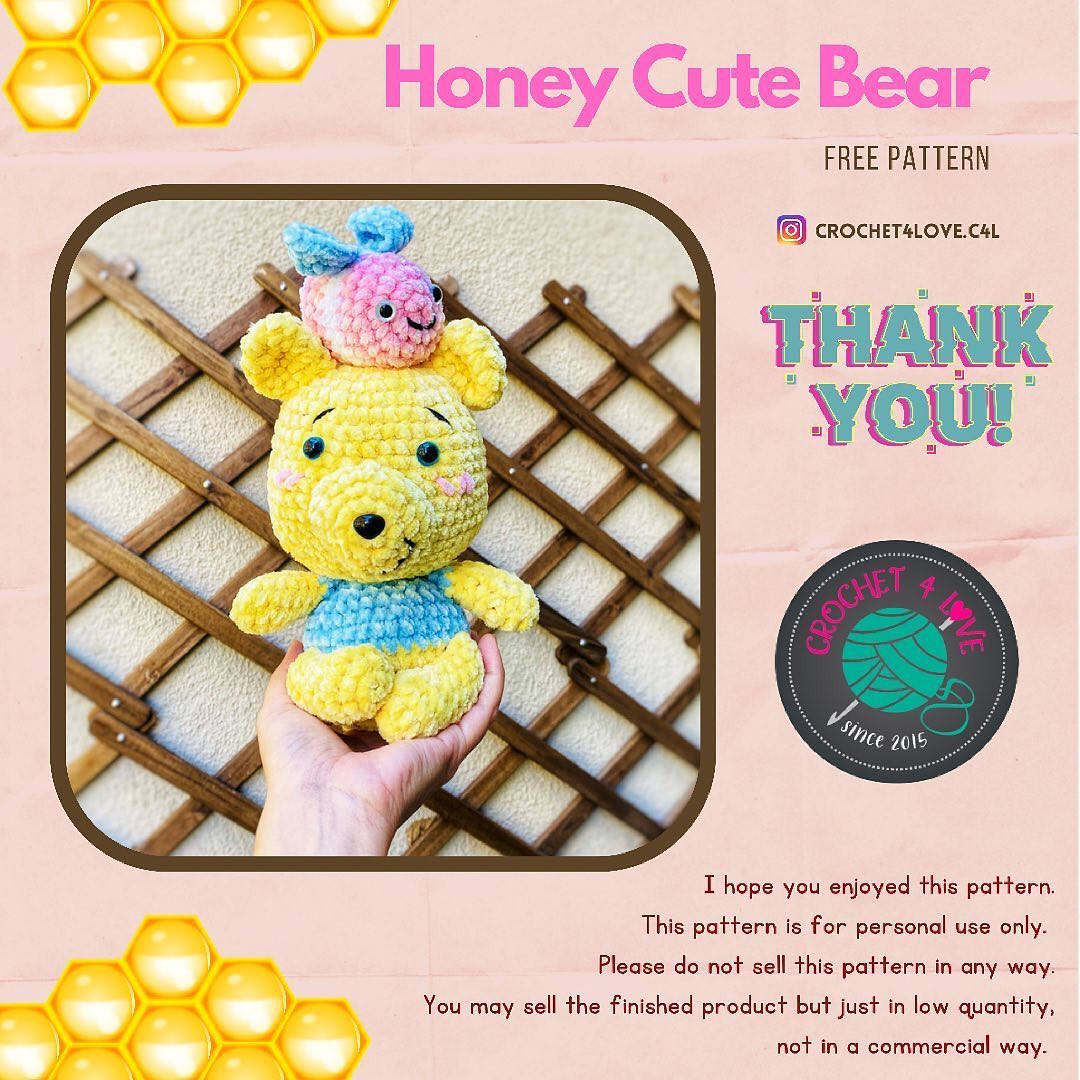 {FREE PATTERN} 🧸 Honey Cute Bear ♥️