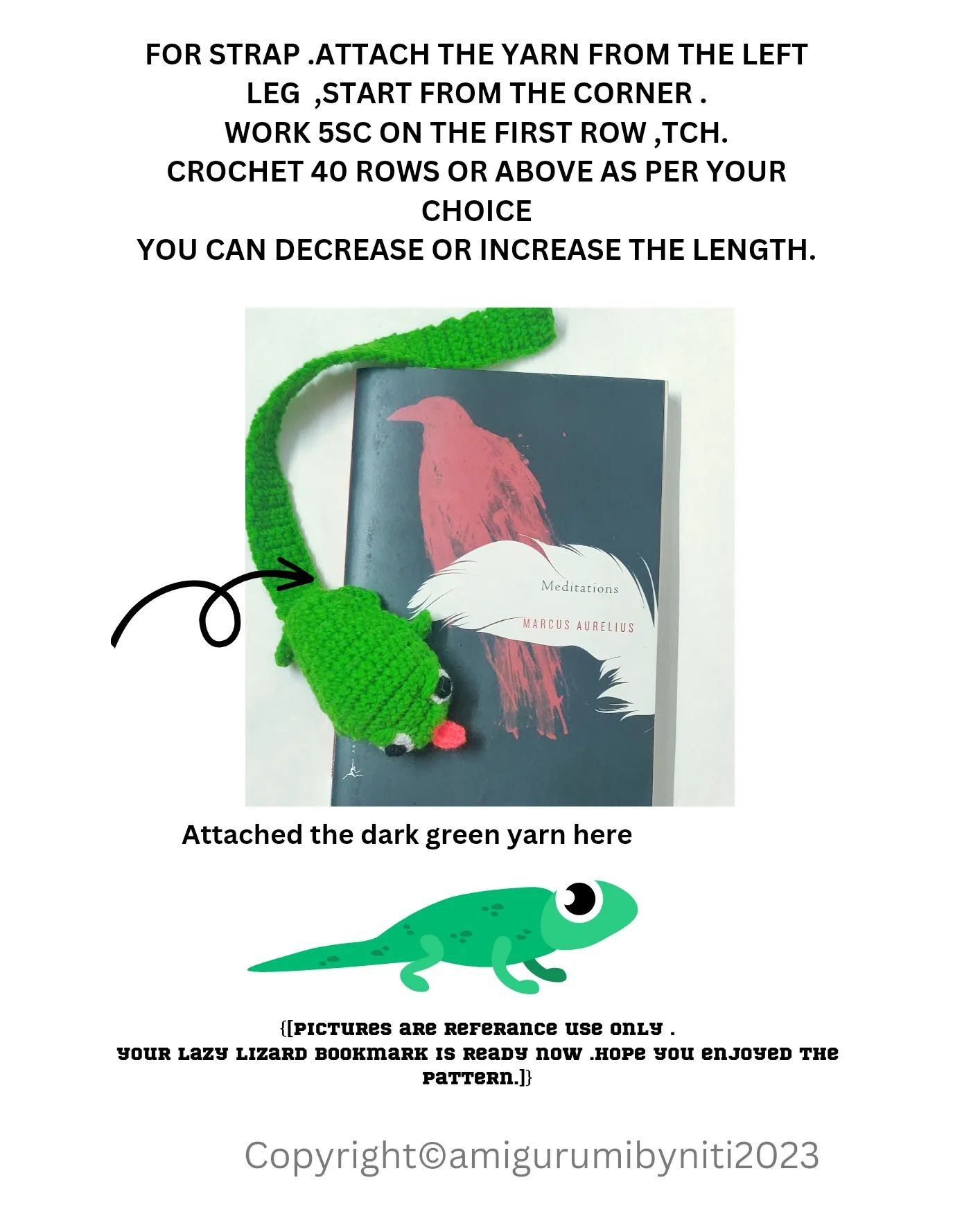 FREE PATTERN Lazy lizard 🦎🦎🦎 bookmark 🔖🔖🔖