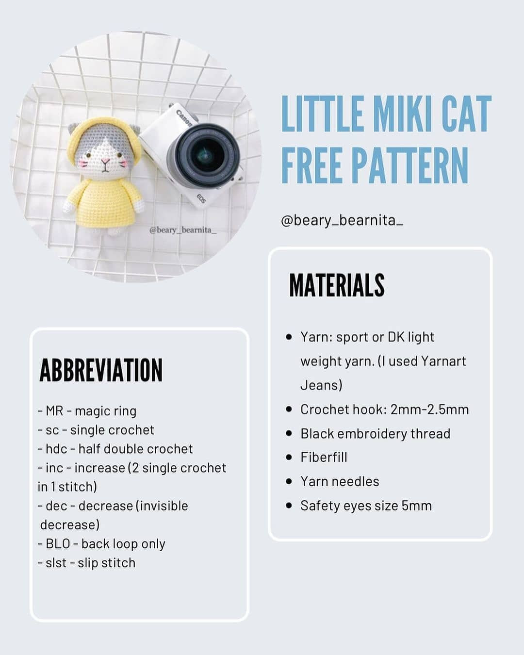 free pattern little minky cat