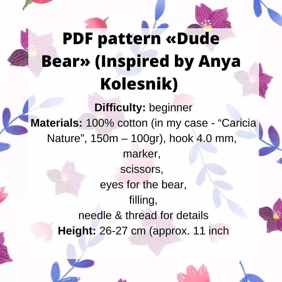 free pattern pdf pattern dude bear