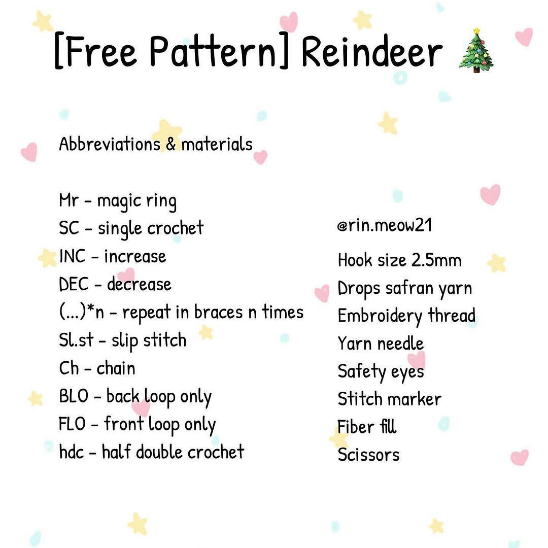 free pattern reindeer christmas