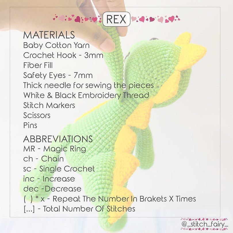 free pattern rex the dinosaur