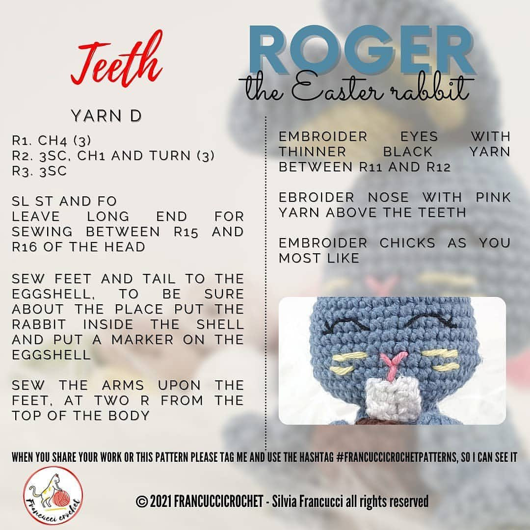 free pattern roger the easter rabbit