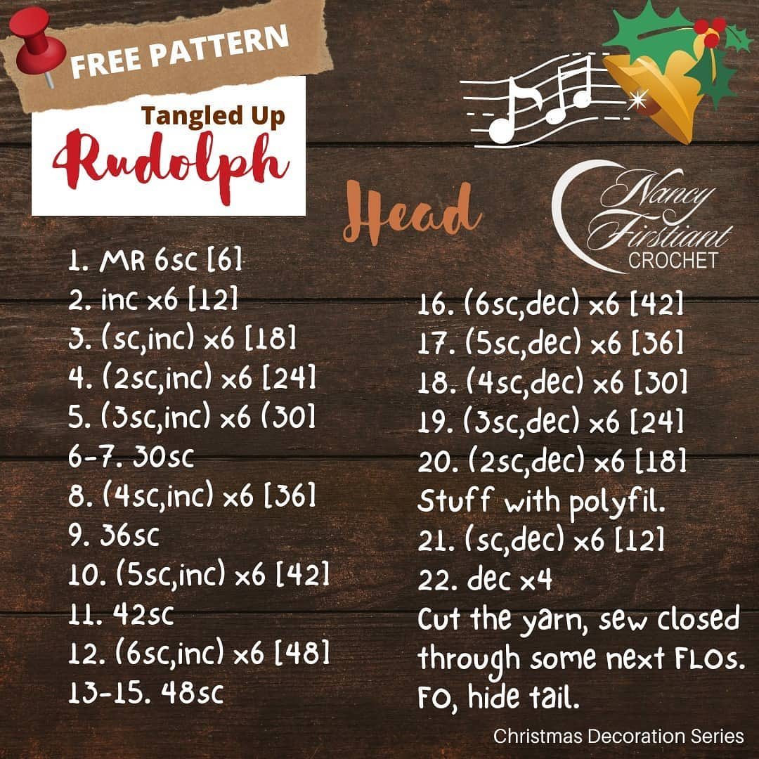 free pattern tangled up rudolph crochet pattern