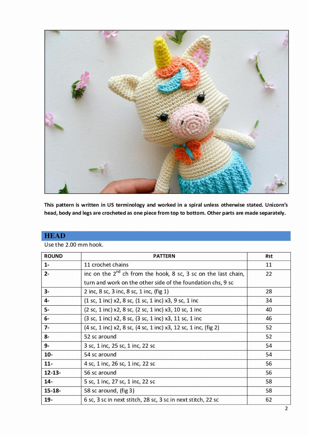 Gabriella the unicorn crochet pattern