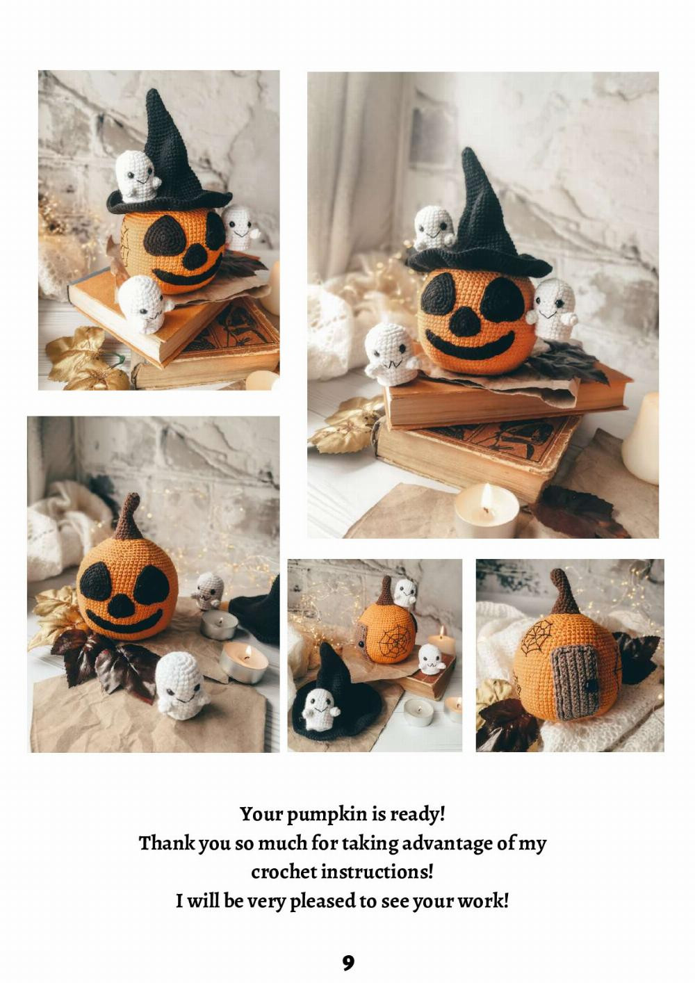 Halloween Pumpkin with a black hat Crochet pattern