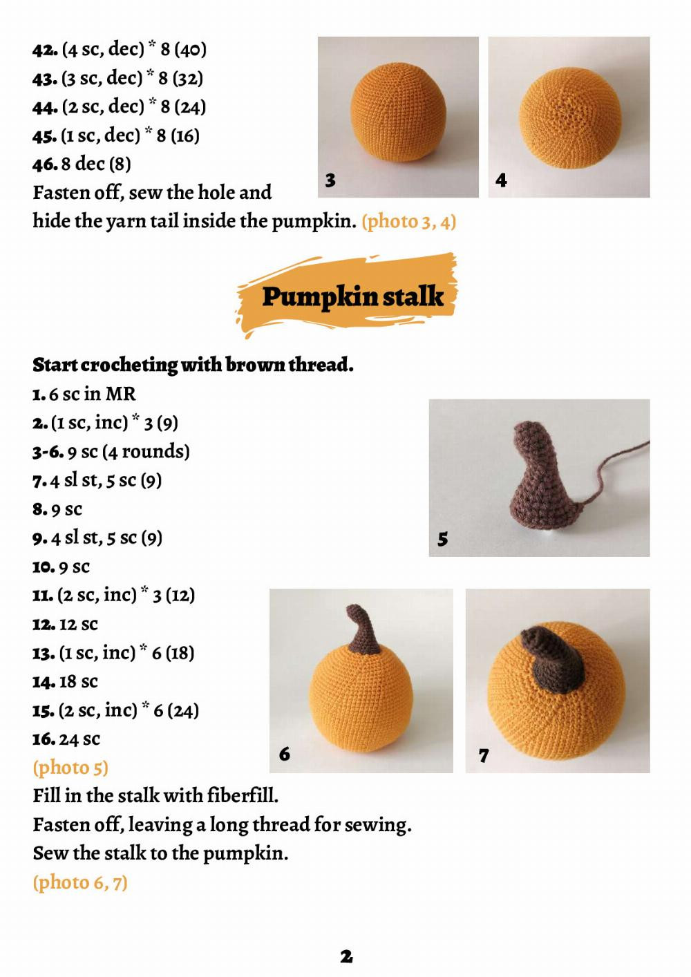 Halloween Pumpkin with a black hat Crochet pattern