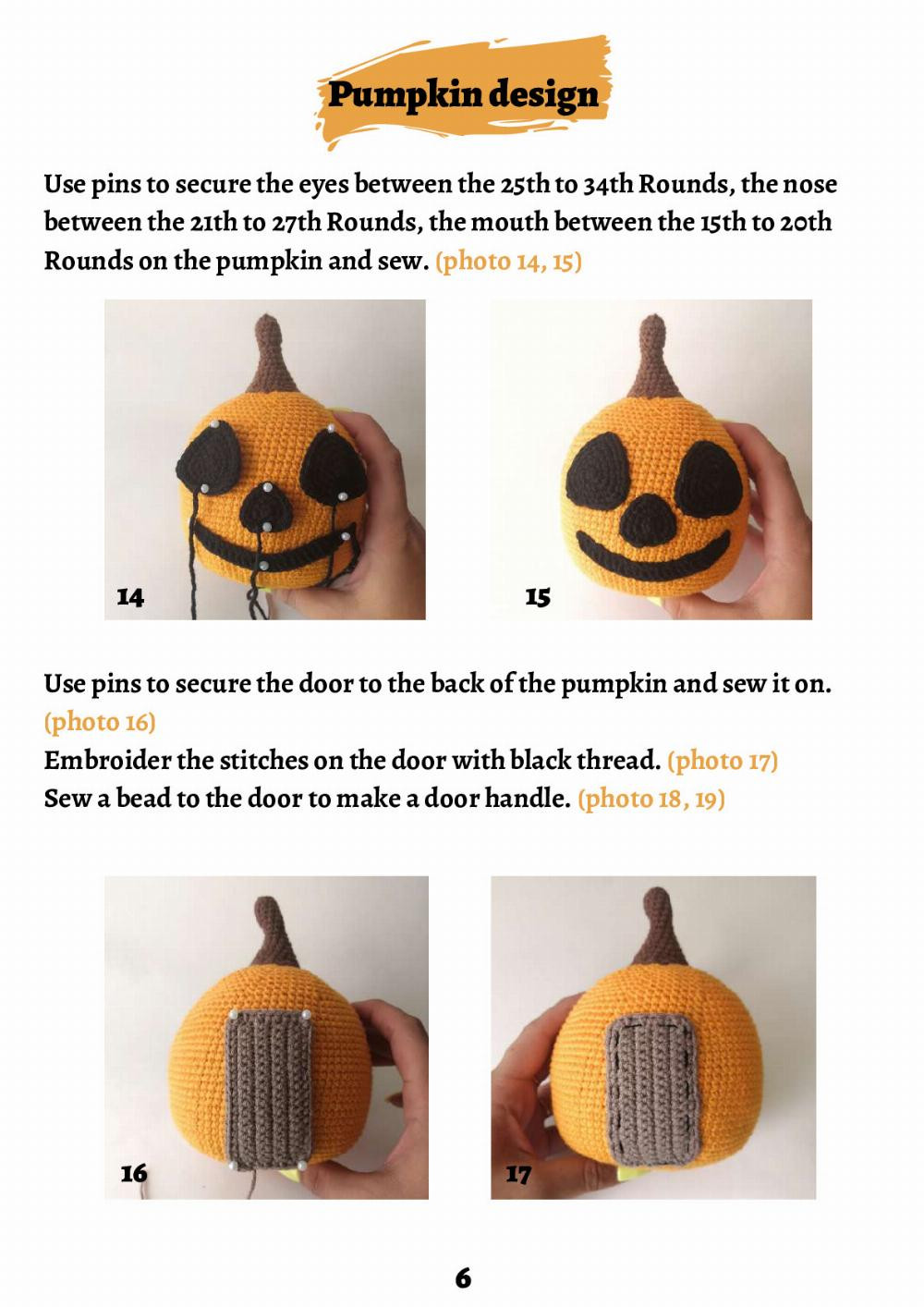 Halloween Pumpkin with a black hat Crochet pattern