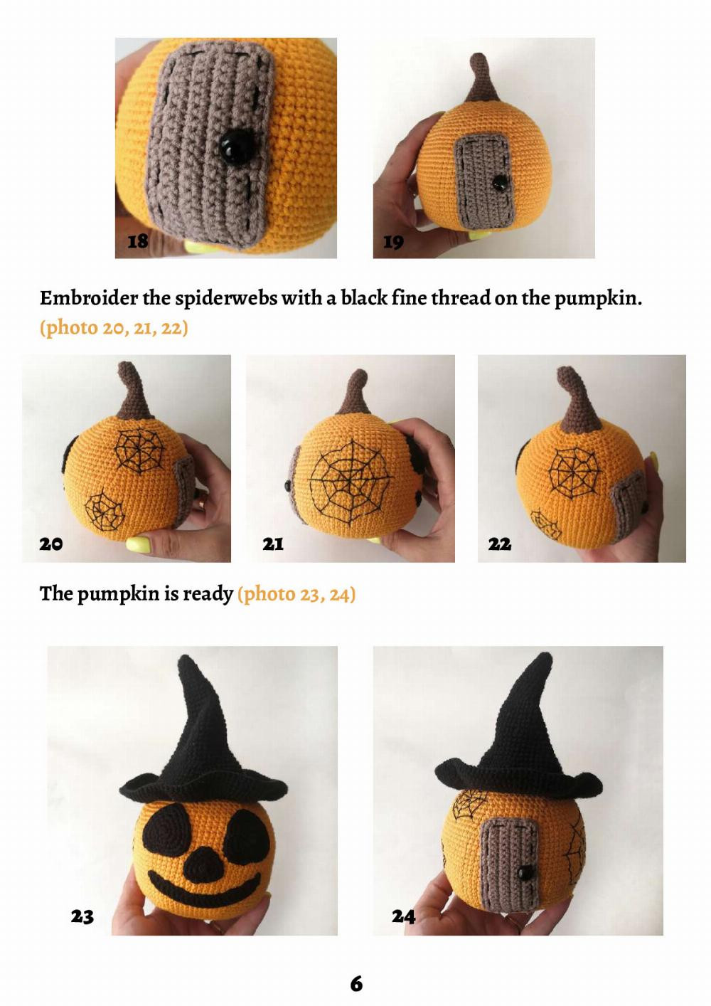 Halloween Pumpkin with a black hat Crochet pattern