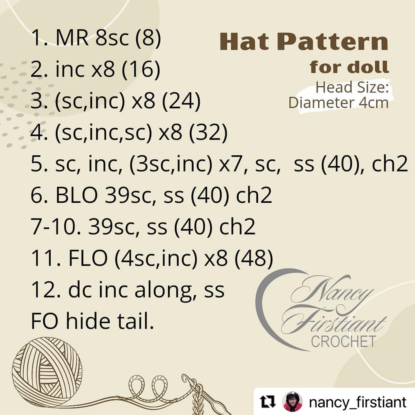 hat pattern for doll