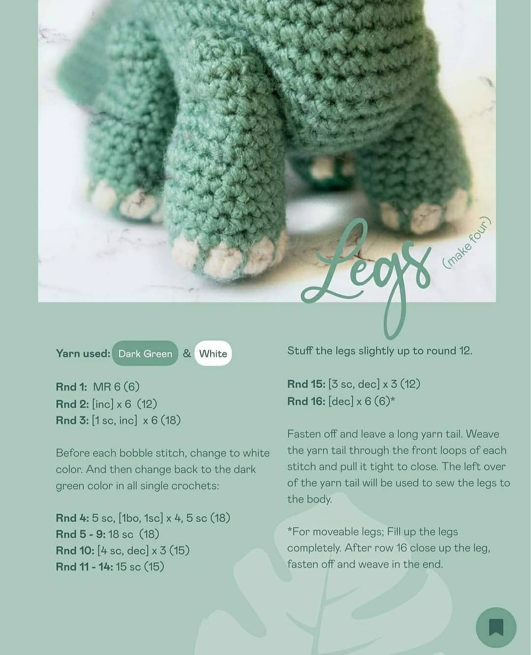 Herb-eating dinosaur crochet pattern