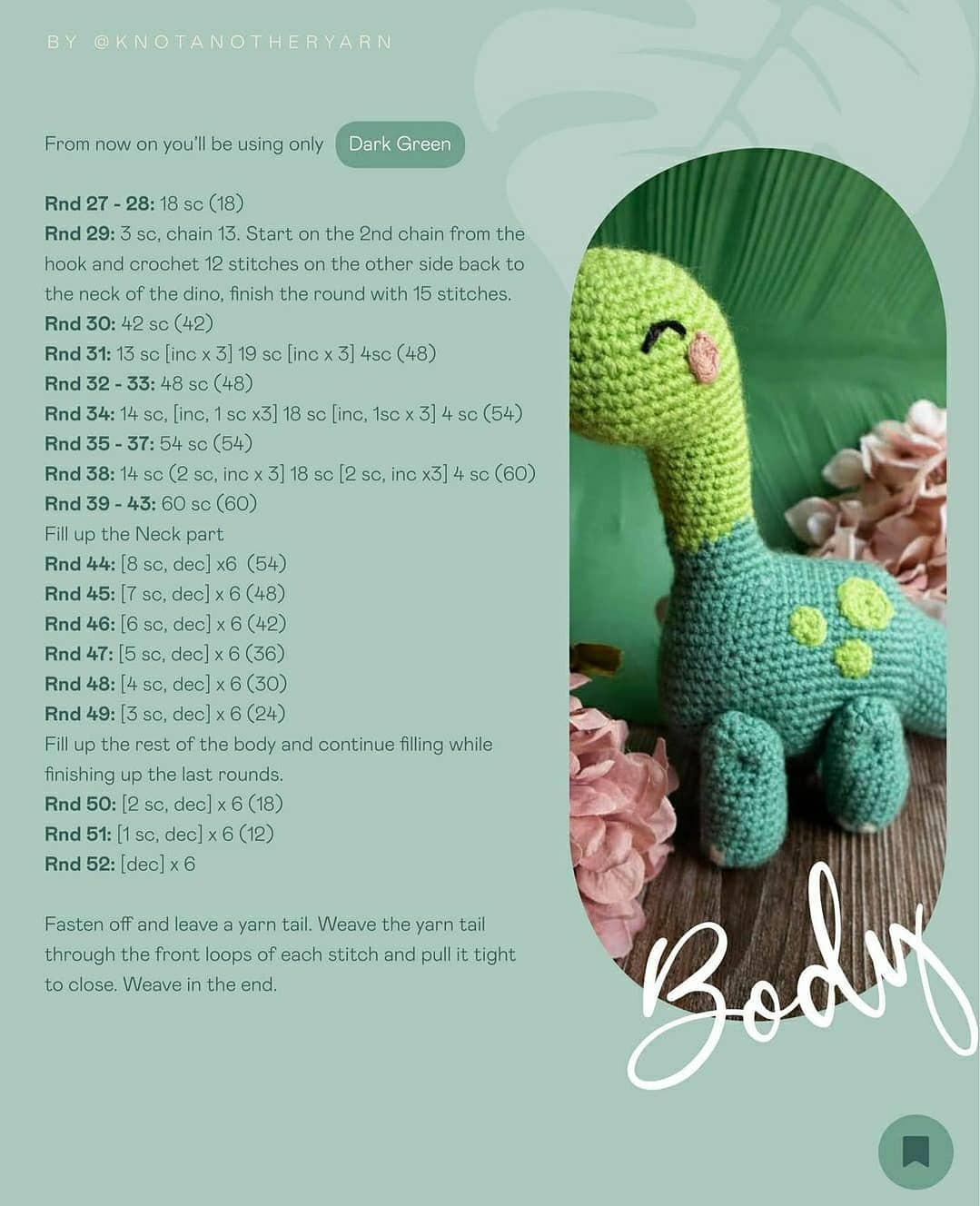 Herb-eating dinosaur crochet pattern