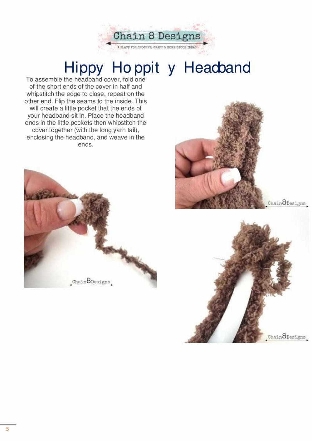 Hippy Hoppity Headband 1″ Plastic Headband 8 Chenille