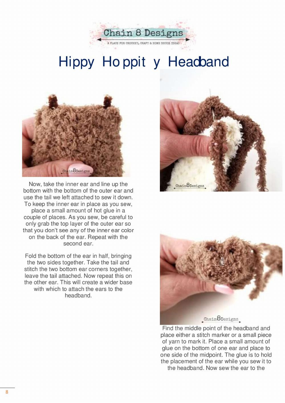 Hippy Hoppity Headband 1″ Plastic Headband 8 Chenille