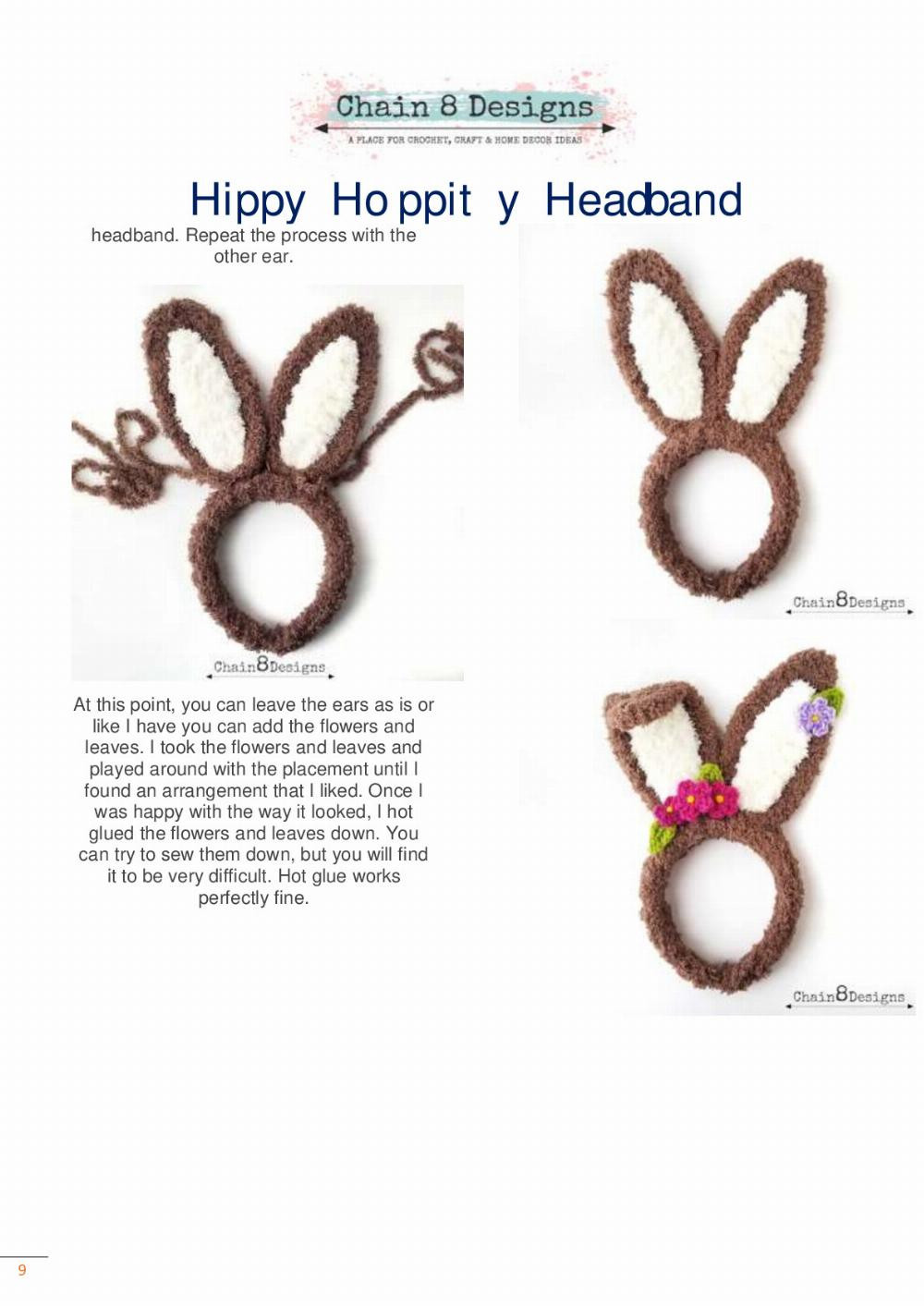 Hippy Hoppity Headband 1″ Plastic Headband 8 Chenille