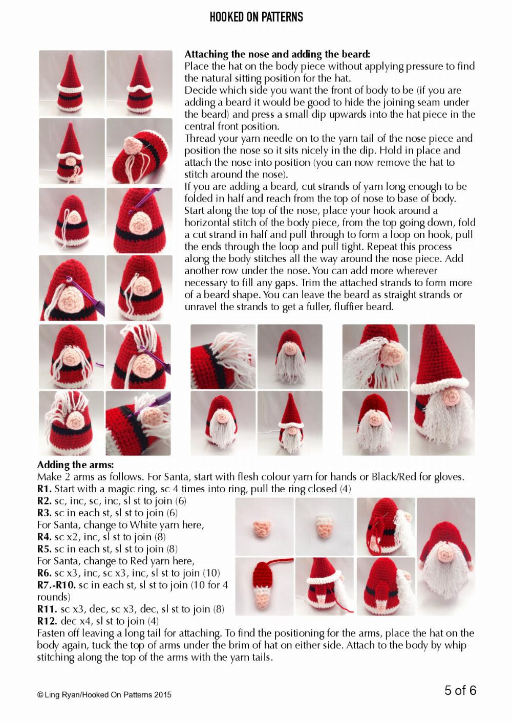 HOOKED ON PATTERNS Santa Gonk Christmas Decoration Crochet Pattern