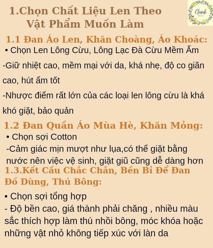 Hướng dẫn Cách chọn len phù hợp;