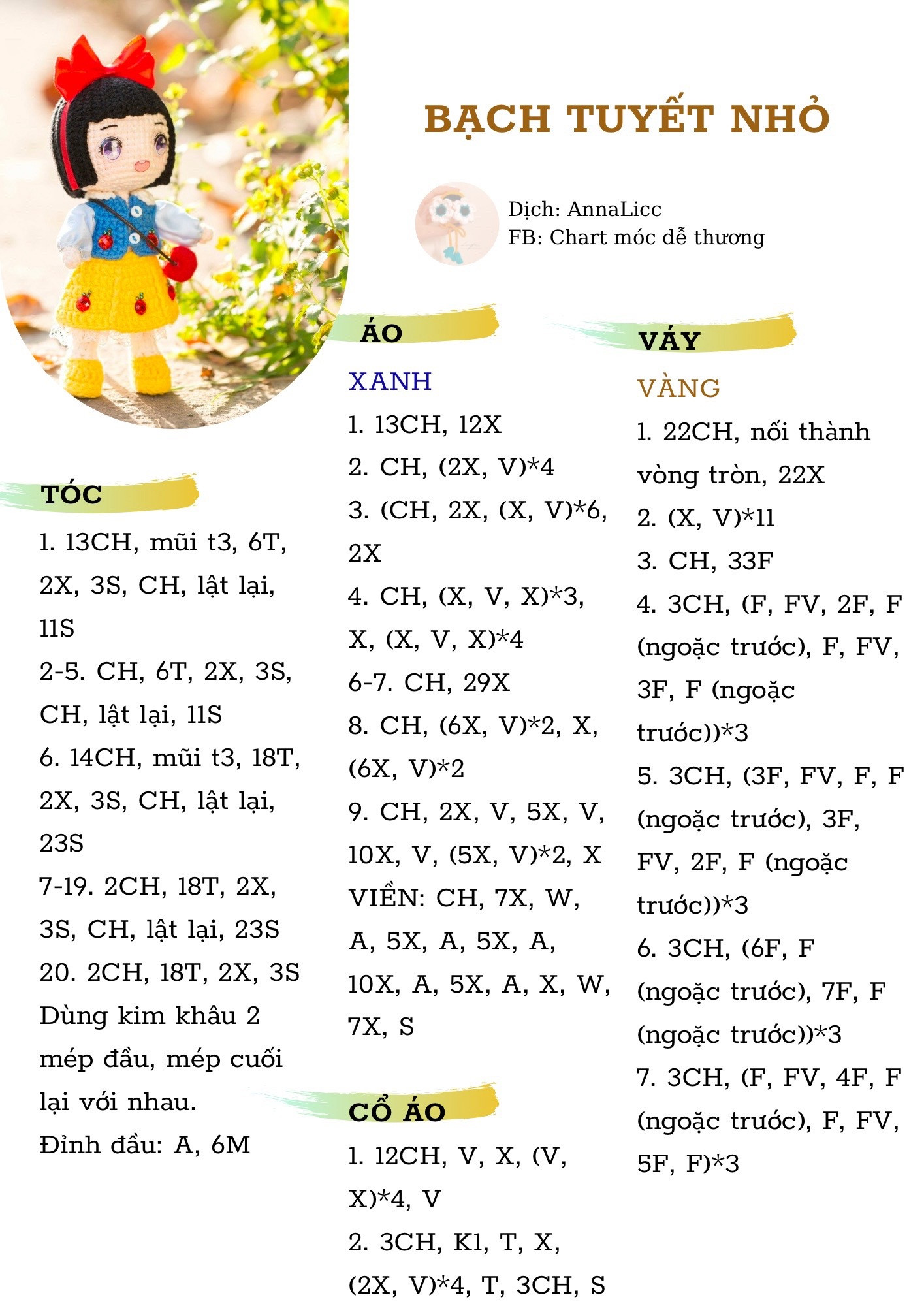 Hướng dẫn móc bạch tuyết nhỏ