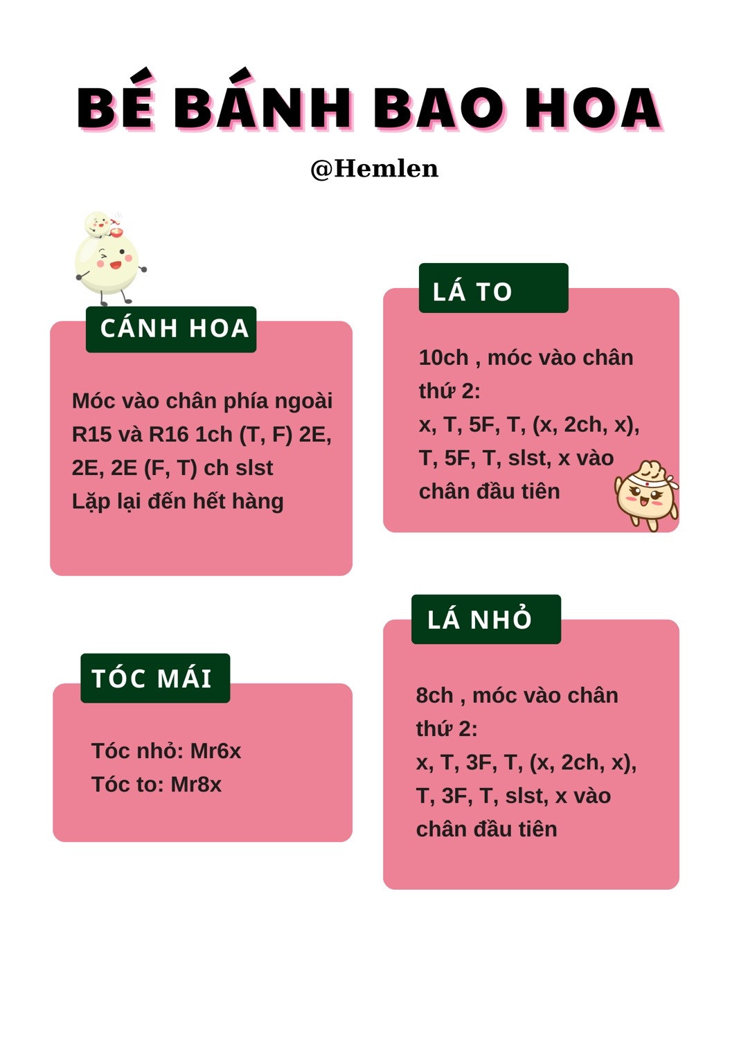 Hướng dẫn móc Bé bánh bao hoa