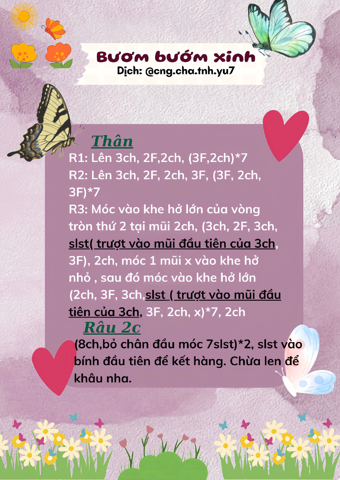 Hướng dẫn móc bươm bướm xinh