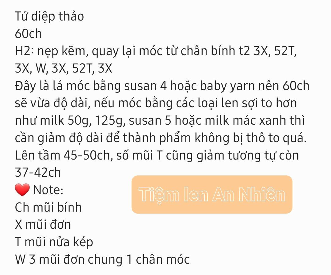 Hướng dẫn móc cây tứ diệp thảo