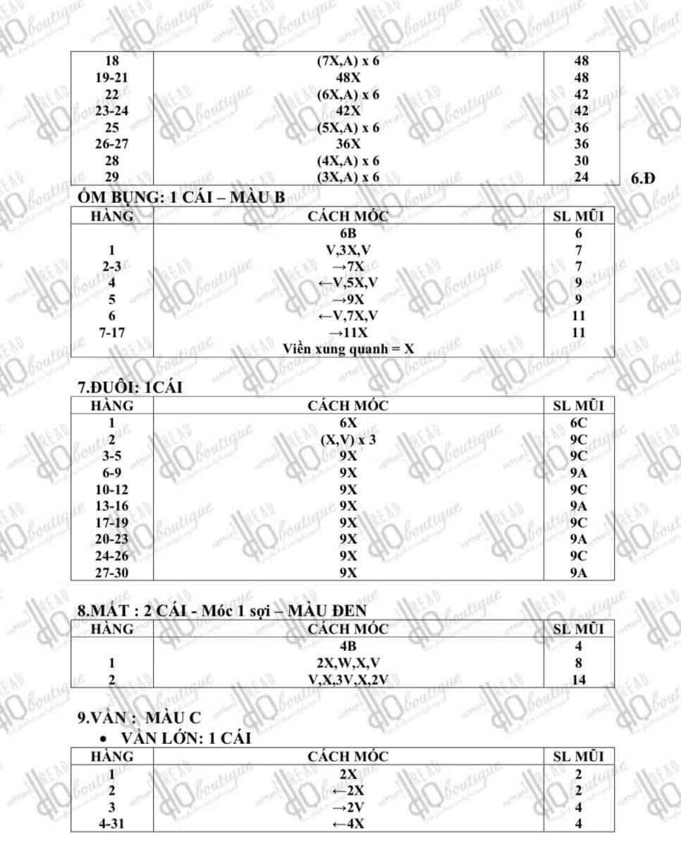 Hướng dẫn móc con cọp (con hổ)