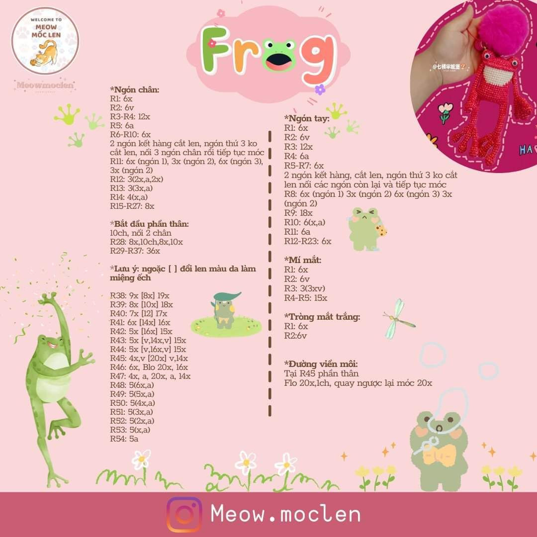 hướng dẫn móc con ếch chân tay dài (frog)