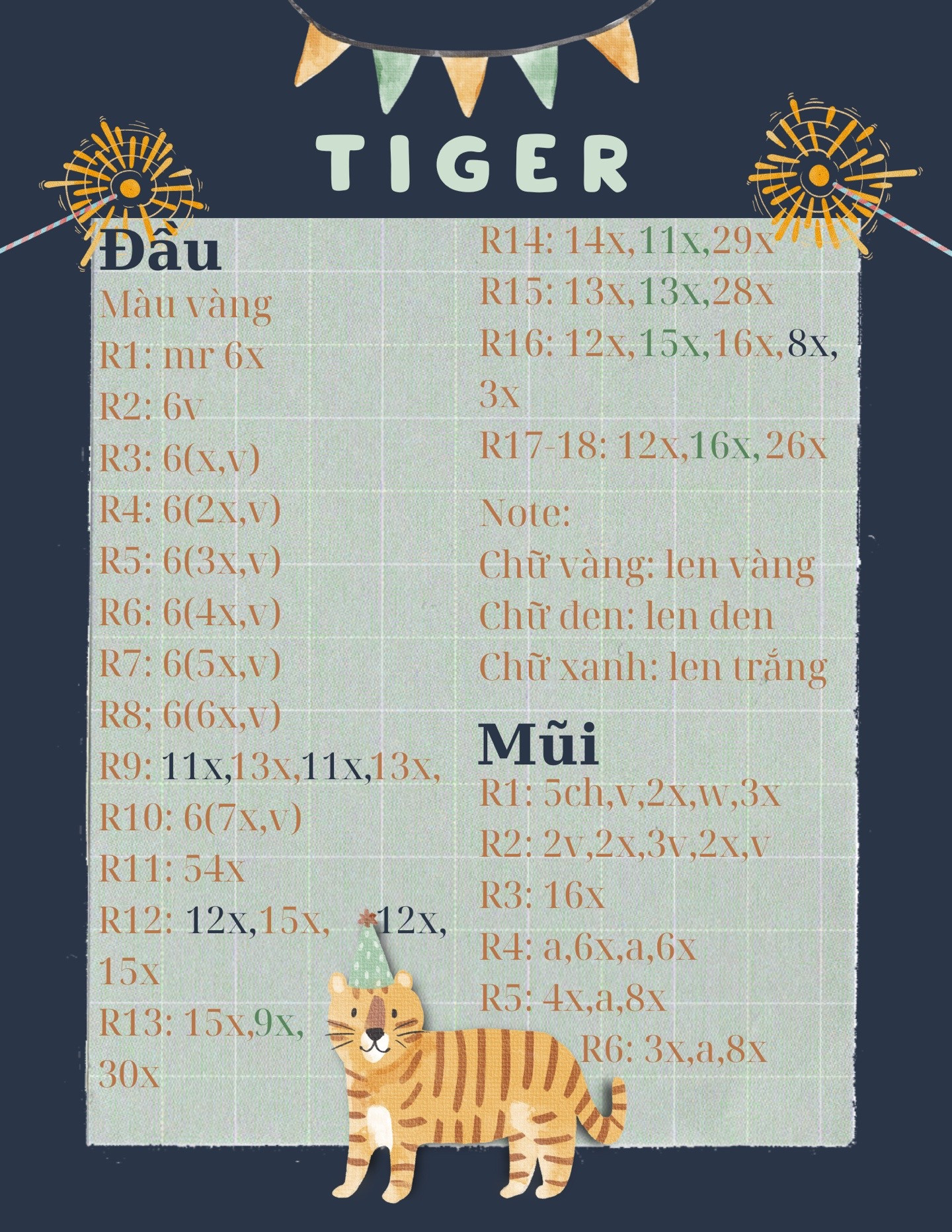 Hướng dẫn móc con hổ, tiger