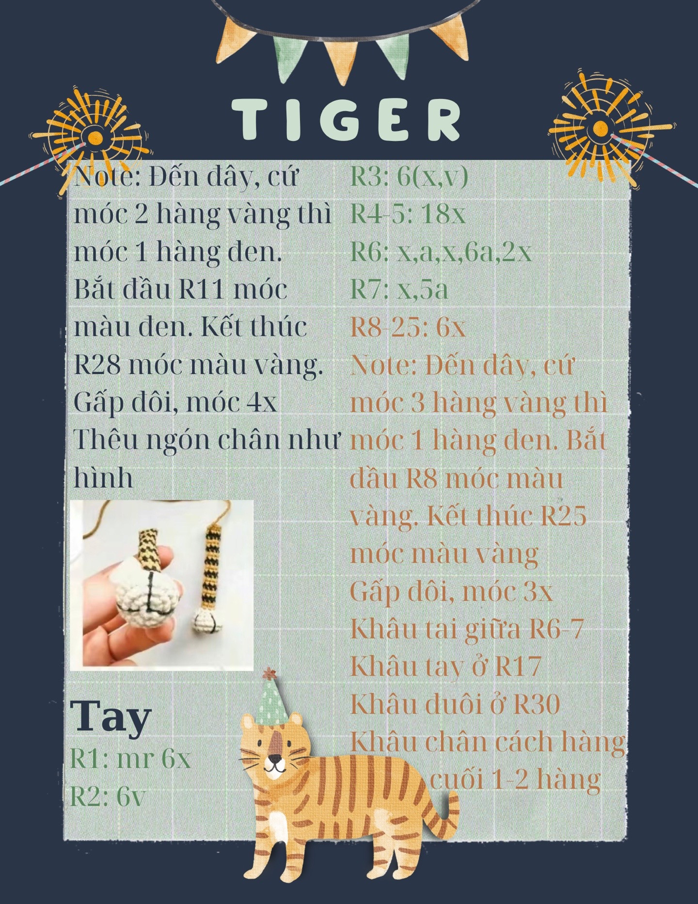 Hướng dẫn móc con hổ, tiger