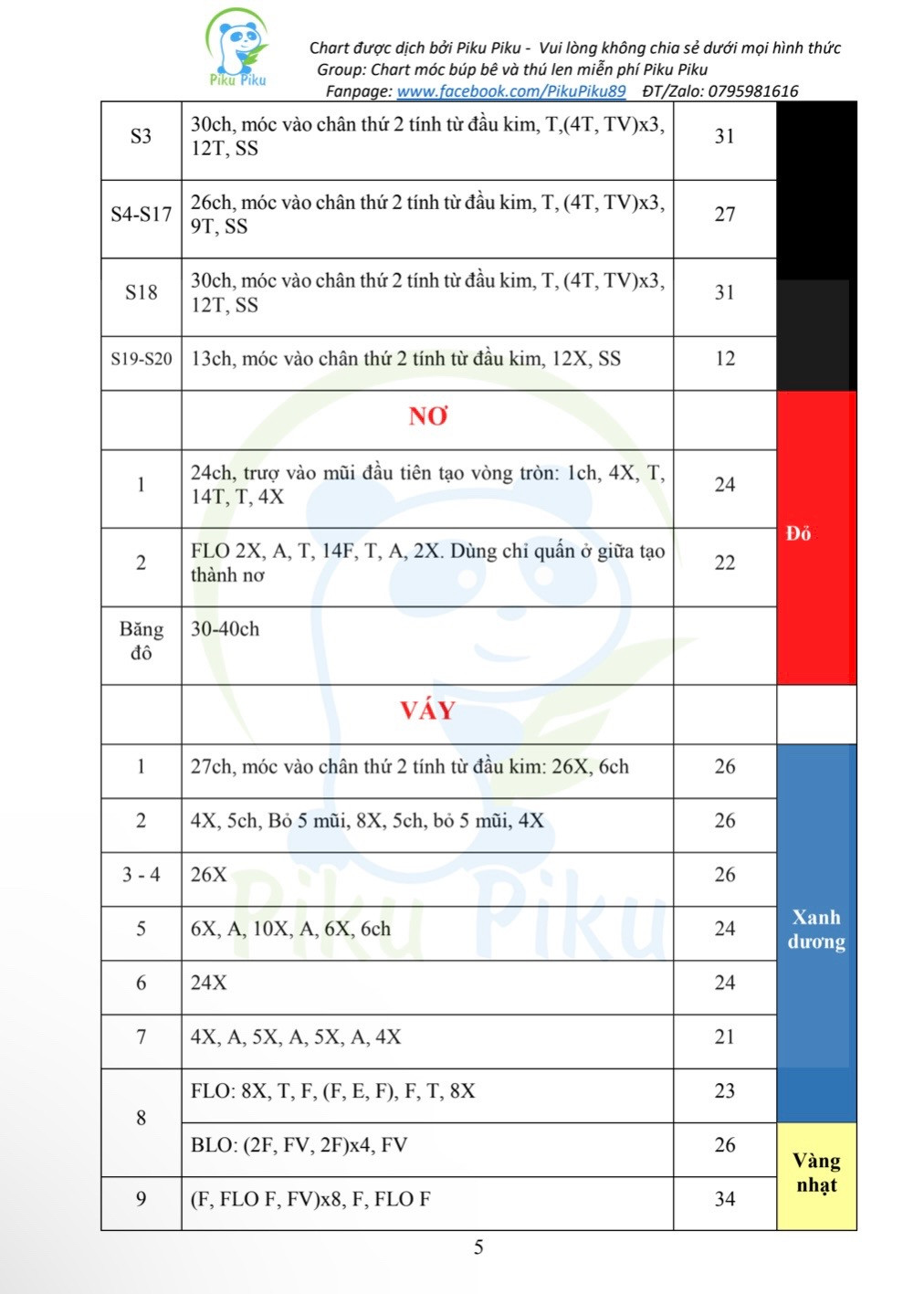 Hướng dẫn móc công chúa bạch tuyết tóc đen, váy vàng, nơ đỏ.