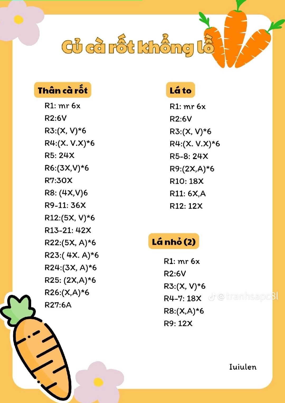 Hướng dẫn móc củ cà rốt khổng lồ