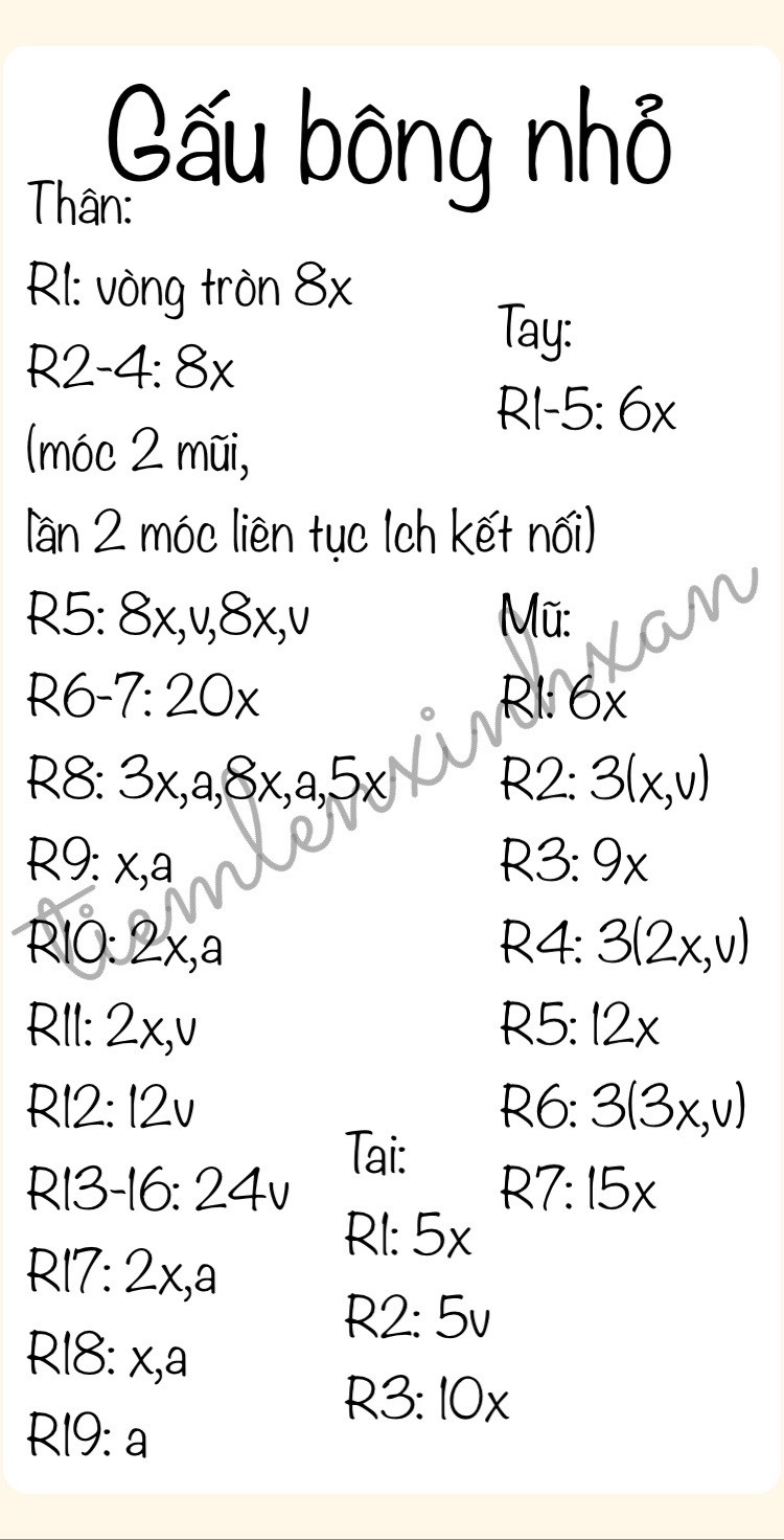 hướng dẫn móc gấu bông nhỏ