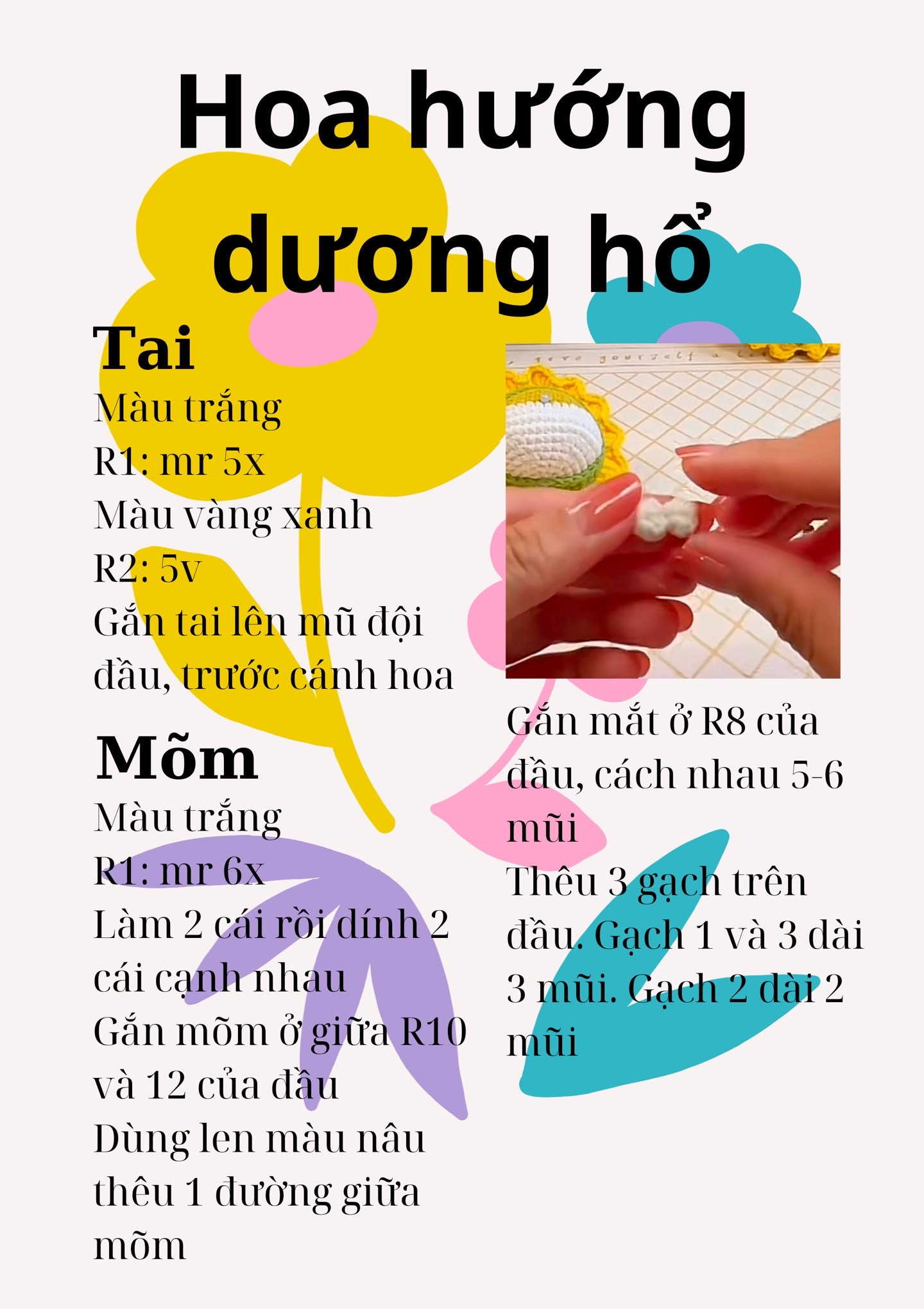 Hướng dẫn móc hoa hướng dương hổ