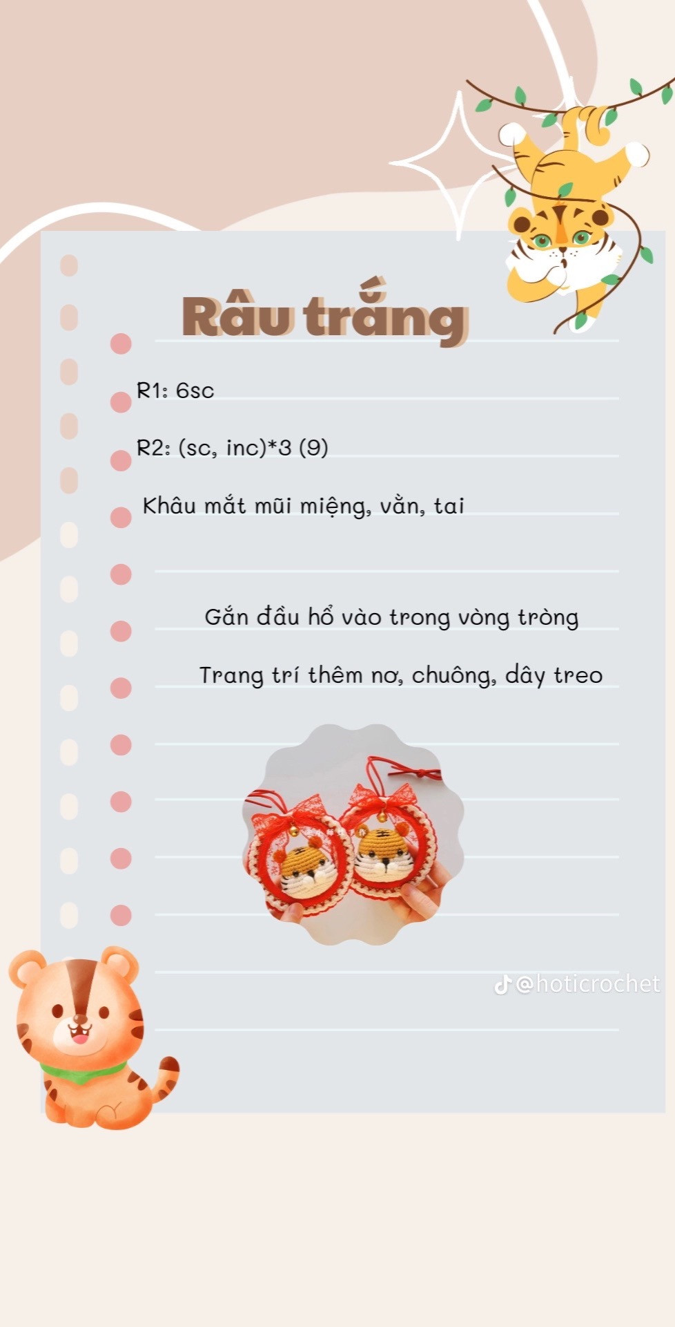 Hướng dẫn móc hũ đựng đồ dâu tây, rùa đựng đồ, con chuồn chuồn, dây treo trang trí đầu hổ