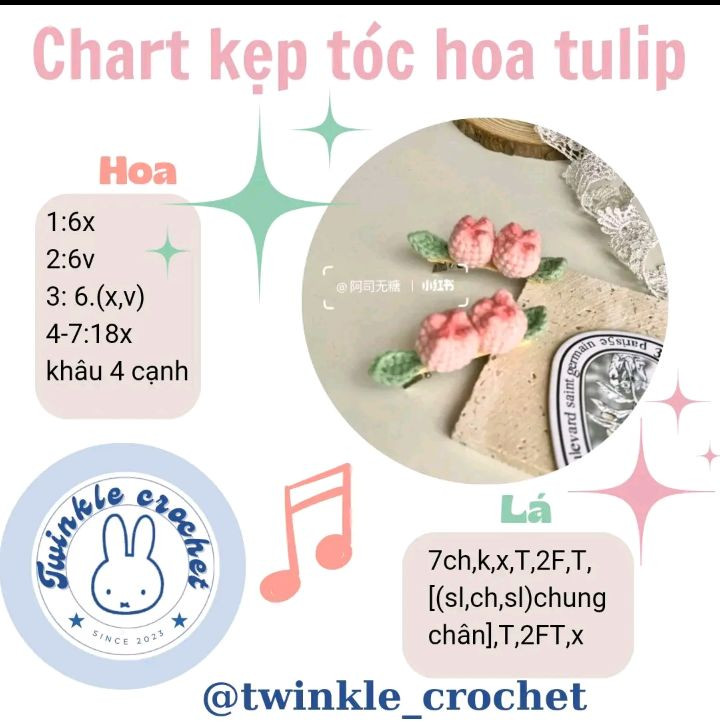 Hướng dẫn móc kẹp tóc hoa tulip