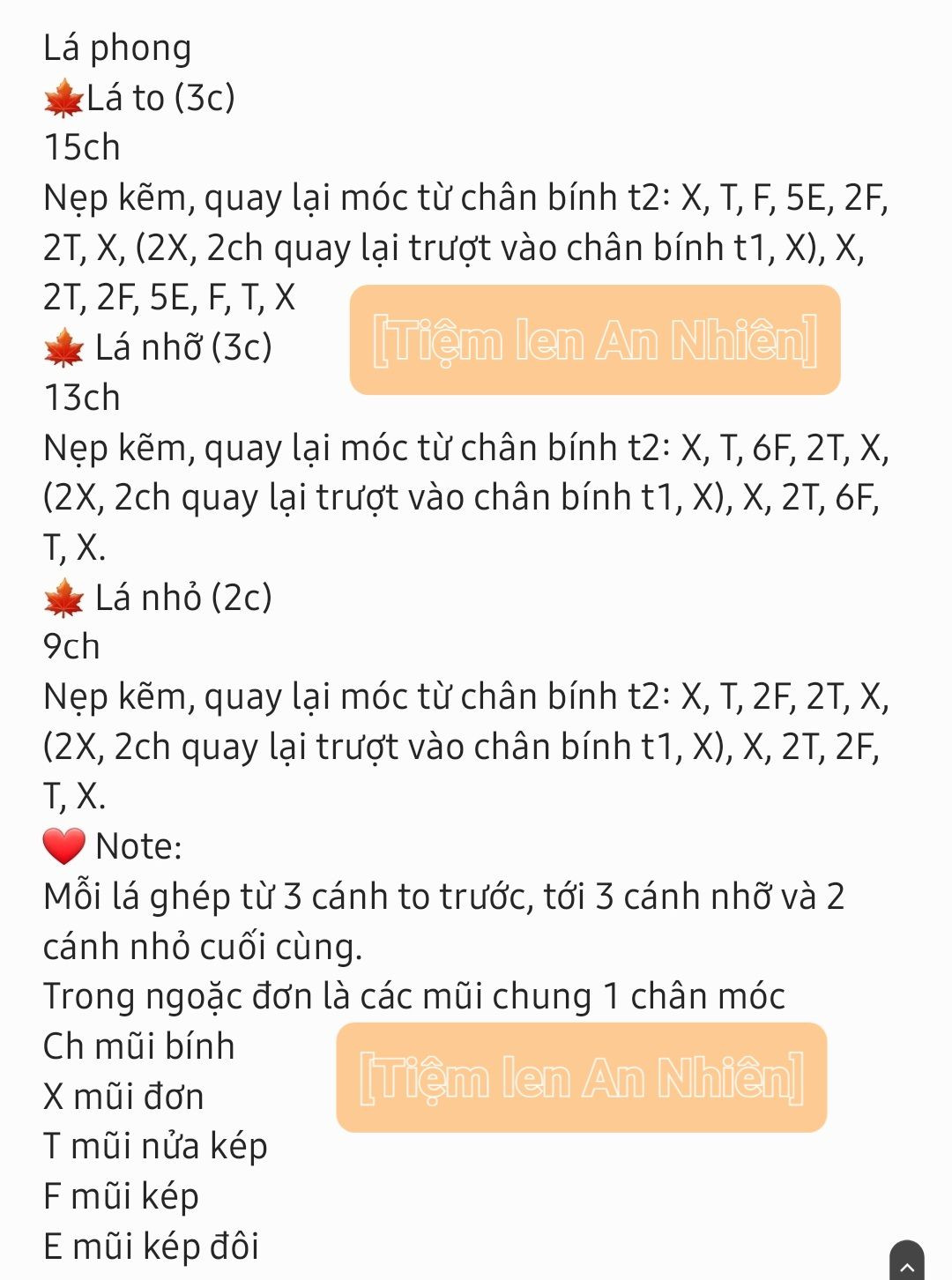 Hướng dẫn móc lá phong