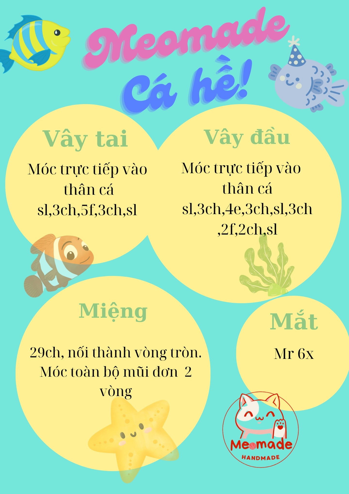 Hướng dẫn móc len cá hề