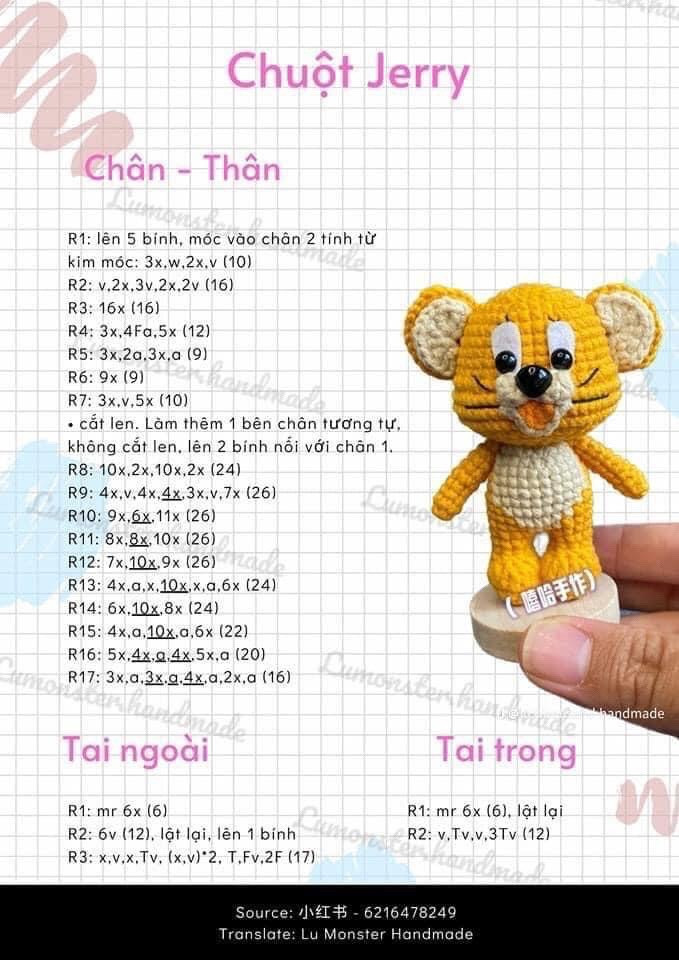 hướng dẫn móc len chuột jerry