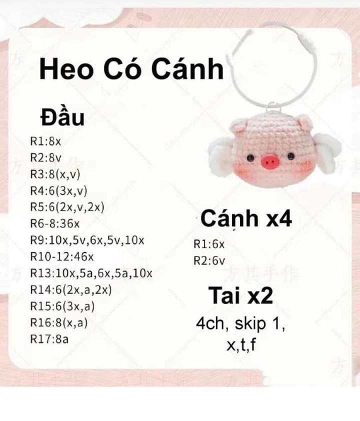 Hướng dẫn móc len gấu đeo balo và móc khóa heo có cánh