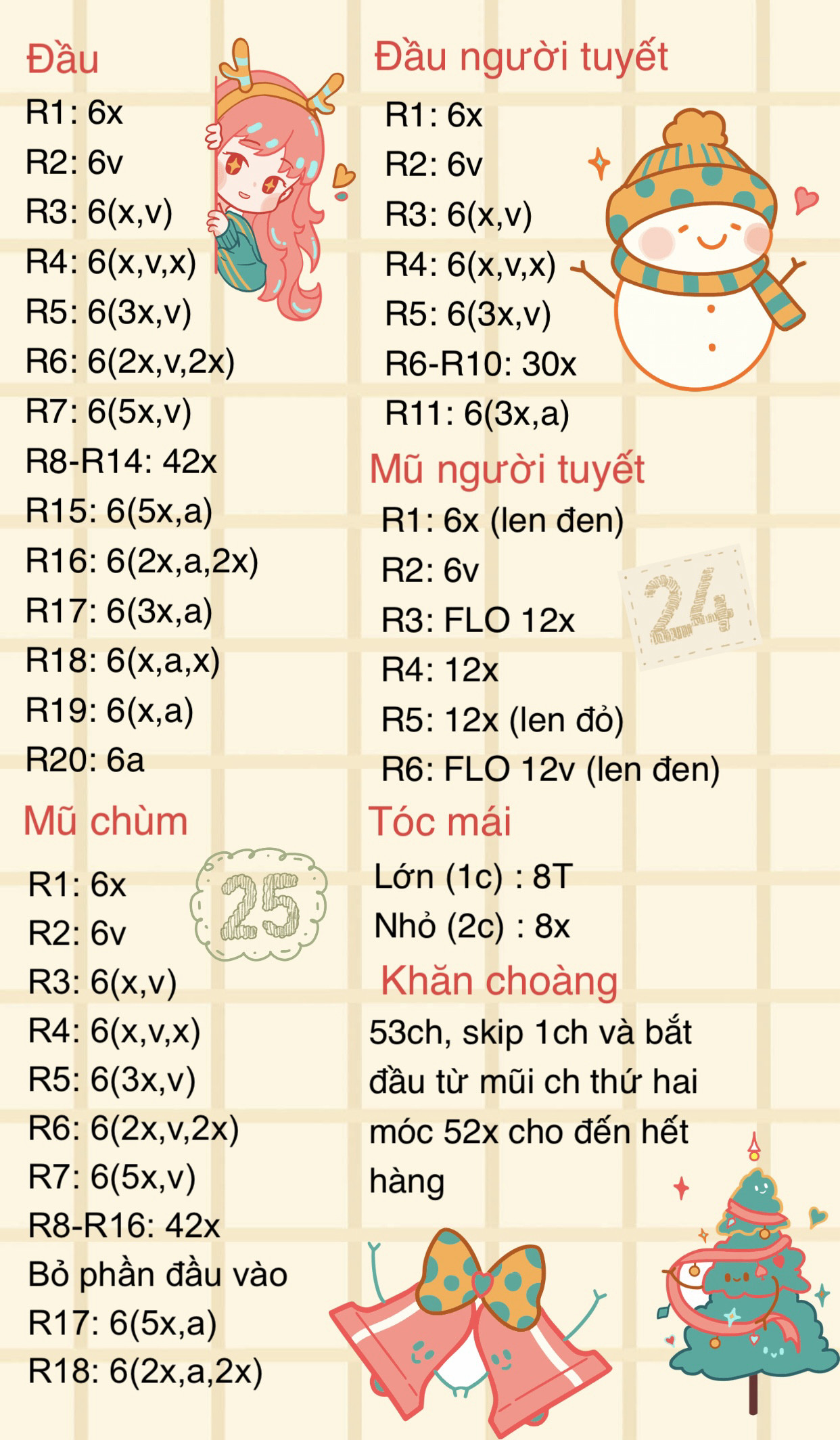 Hướng dẫn móc len người tuyết