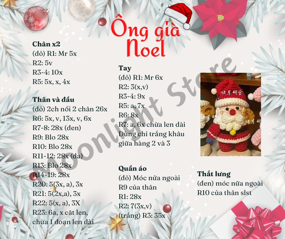 Hướng dẫn móc len ông già noel đội mũ