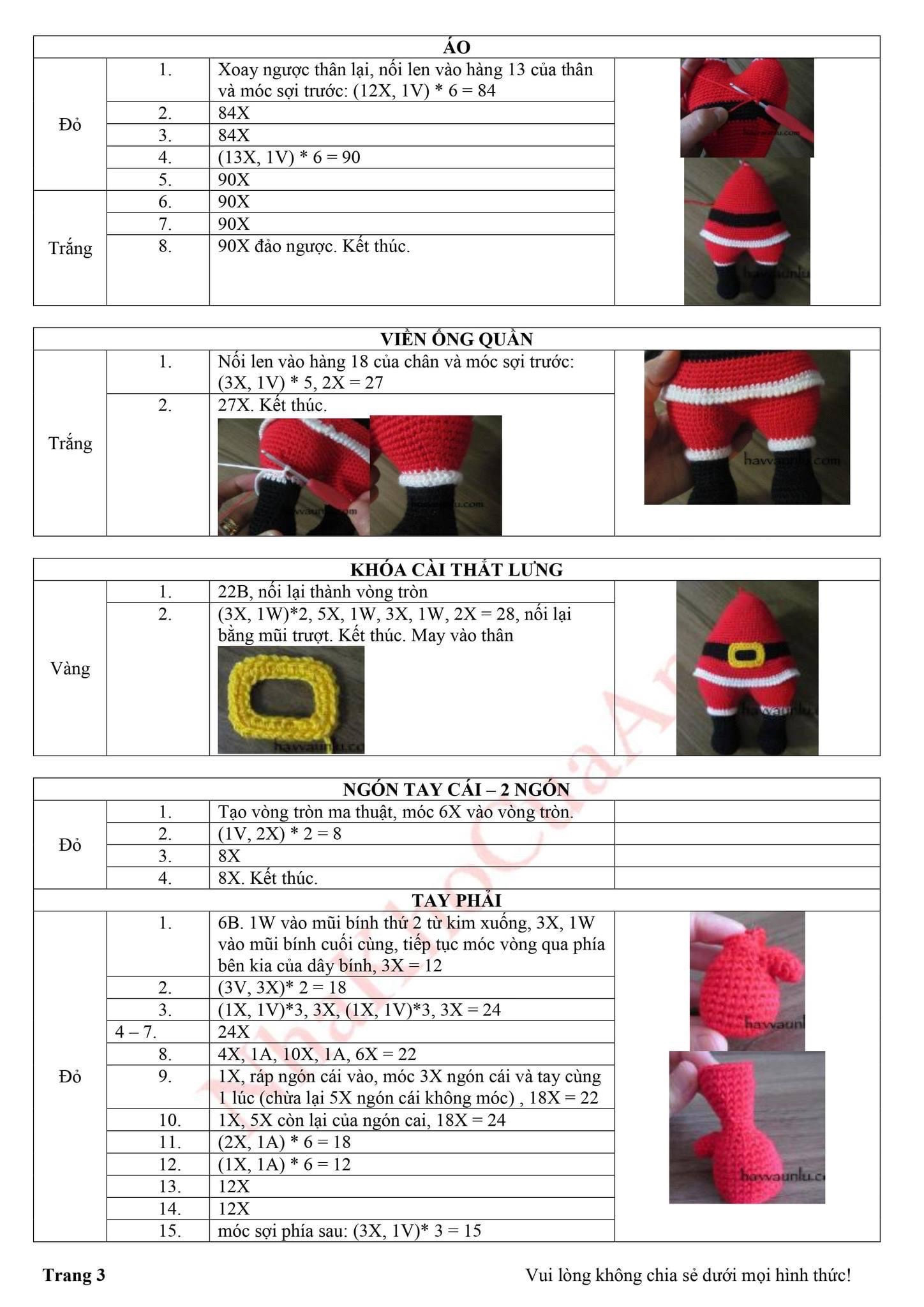 Hướng dẫn móc len ông già noel, túi quà