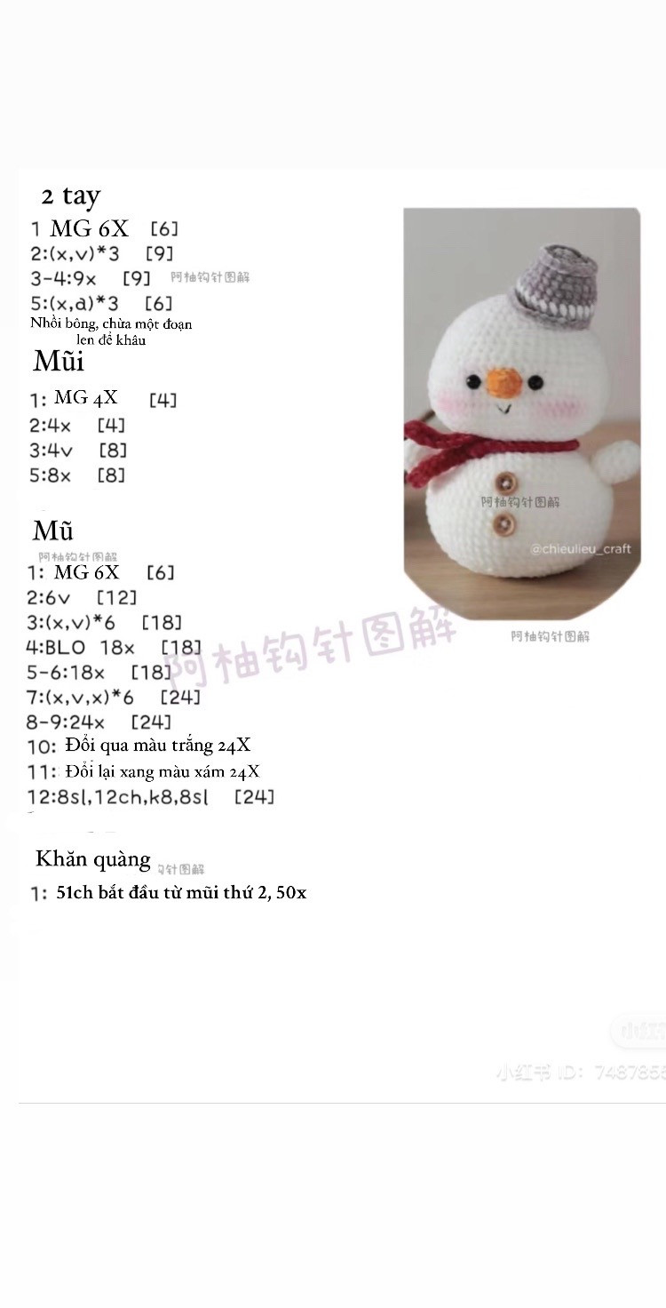 Hướng dẫn móc little snowman (người tuyết)