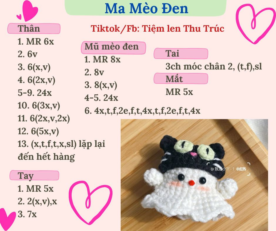 Hướng dẫn móc ma mèo đen