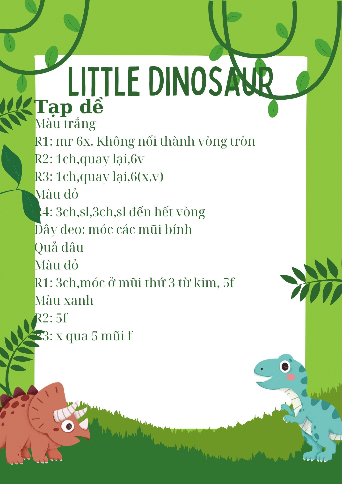 hướng dẫn móc móc khóa little dinosaur (rồng)