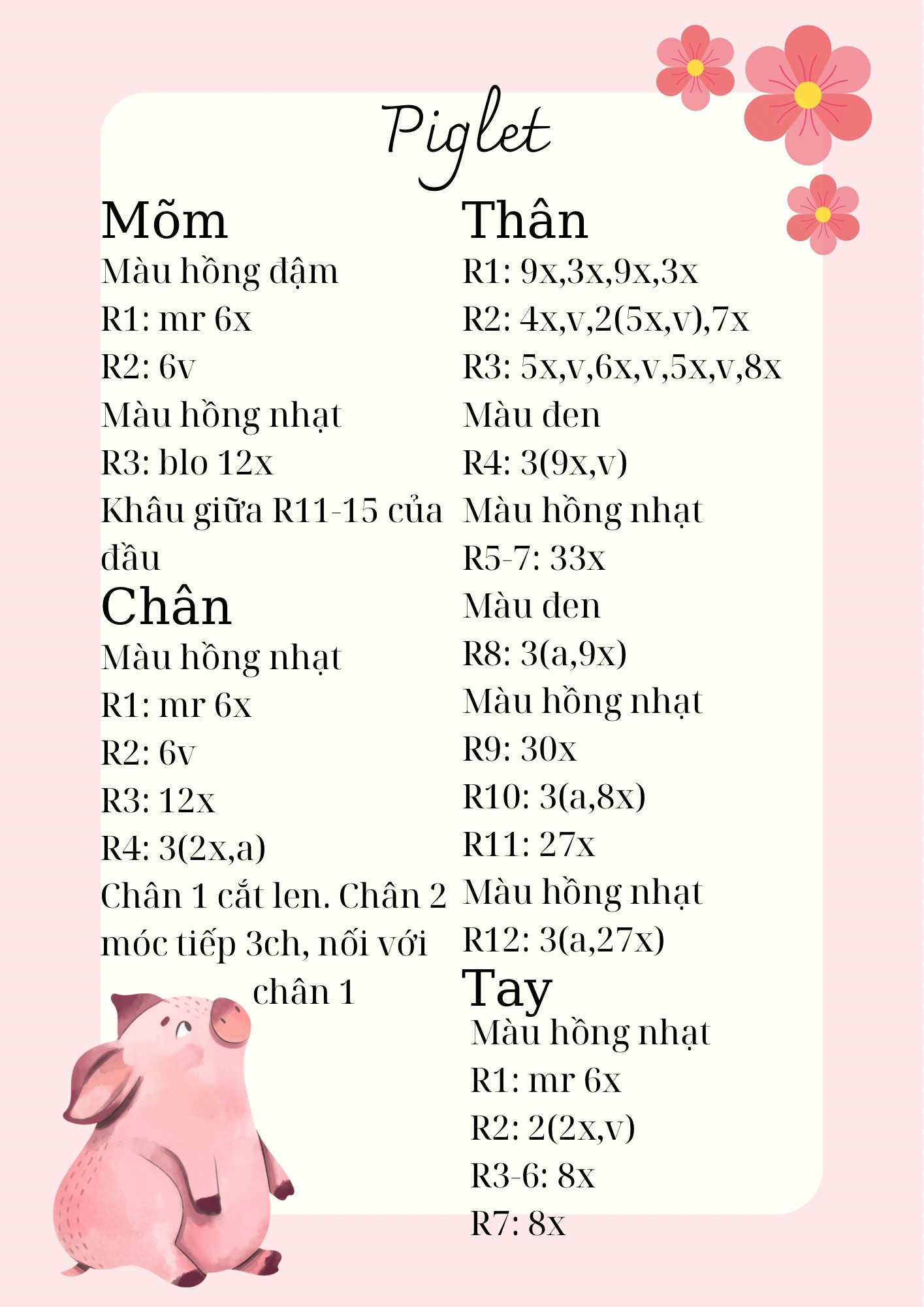 Hướng dẫn móc móc khóa piglet (heo hồng)