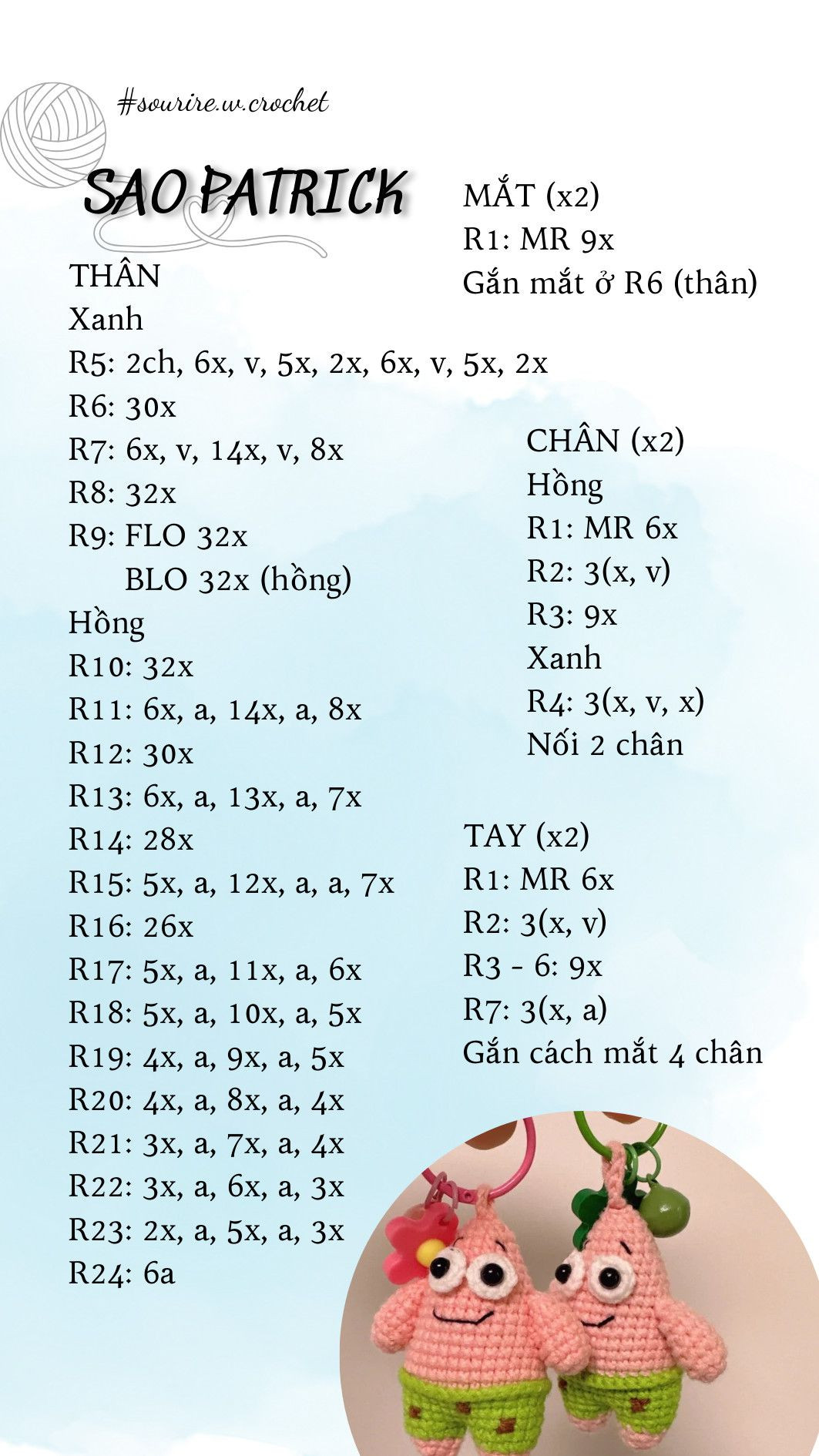 Hướng dẫn móc móc khóa sao patrick